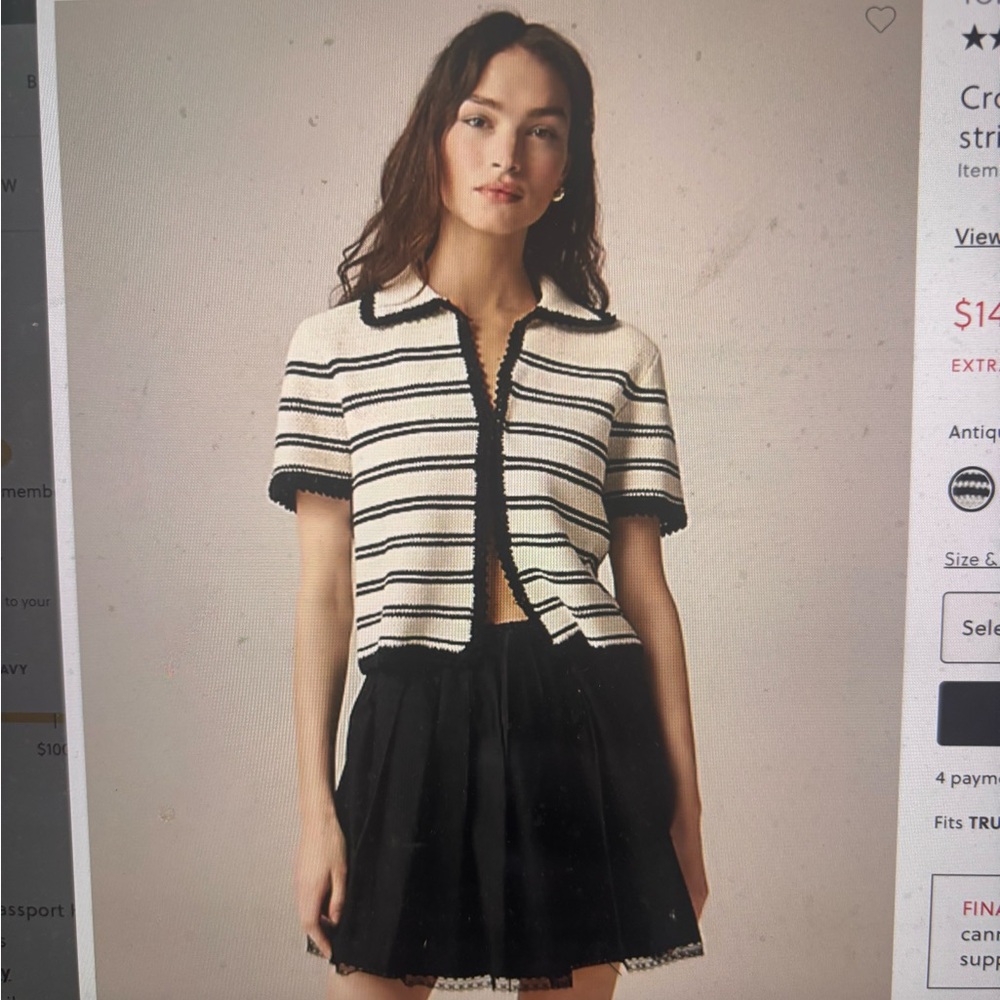 J. Crew Black and Cream Striped Cardigan